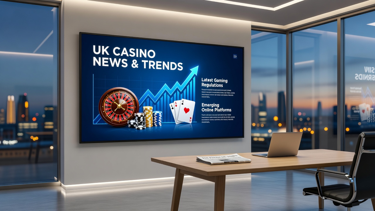 Casino floor with currency exchange counter and regulatory compliance icons overlayed, highlighting money services in gambling venues