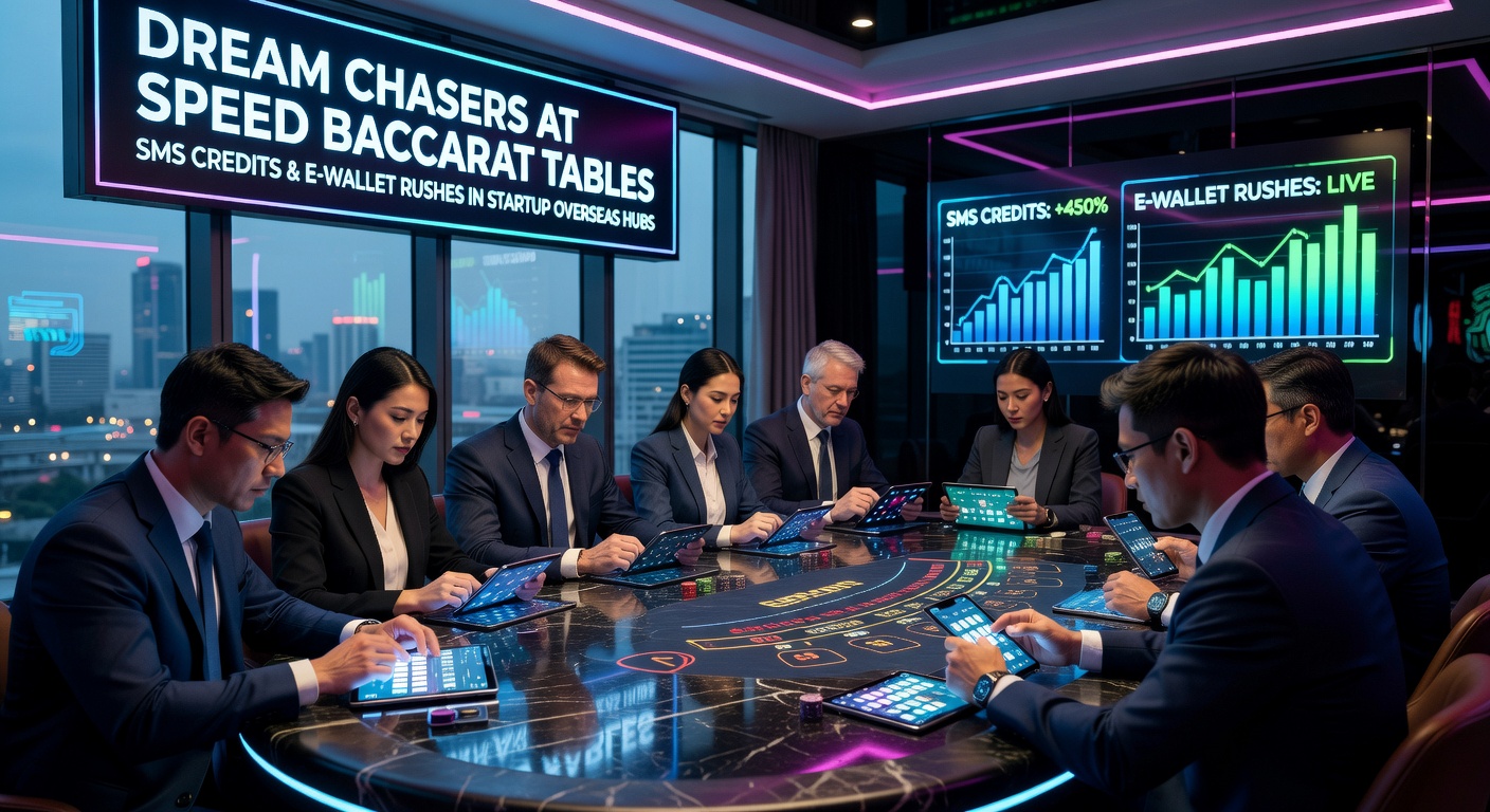 High-energy speed baccarat table with players focused on rapid rounds in a vibrant overseas casino studio