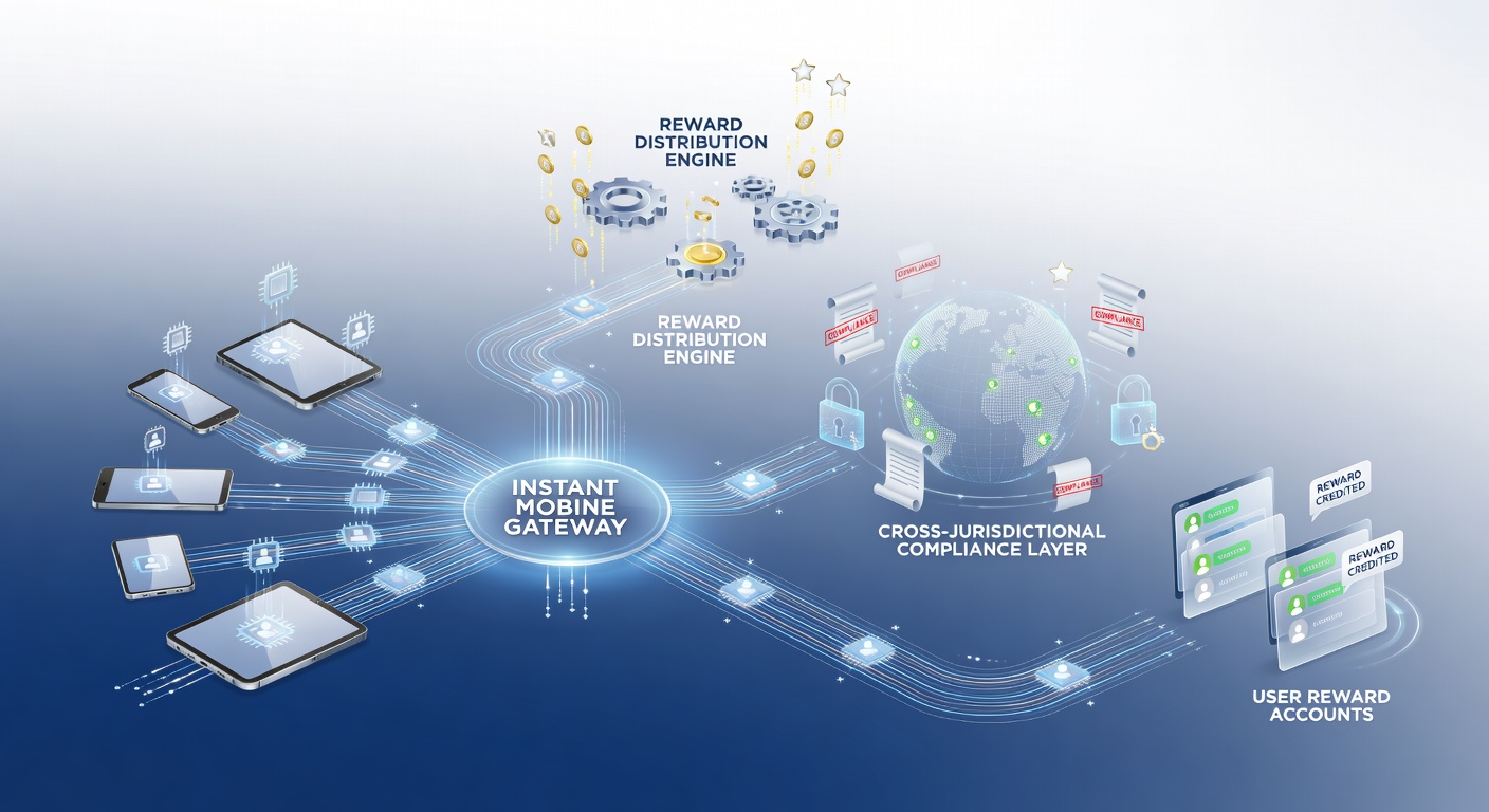 Illustration of cross-border data flow in mobile billing reward systems