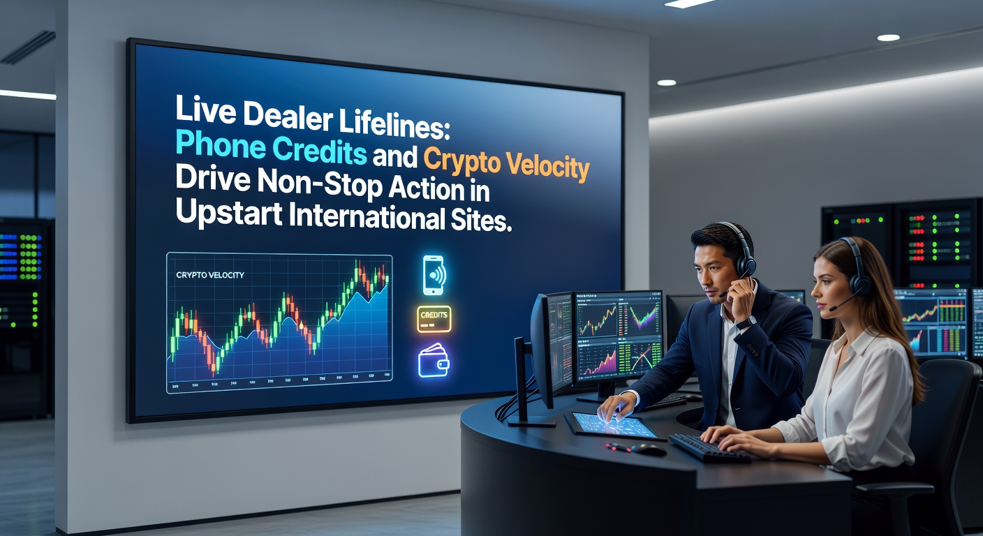 Dynamic live dealer roulette wheel spinning amid glowing phone screens and cryptocurrency icons, capturing the seamless fusion of mobile payments and instant blockchain transactions in emerging global casino platforms