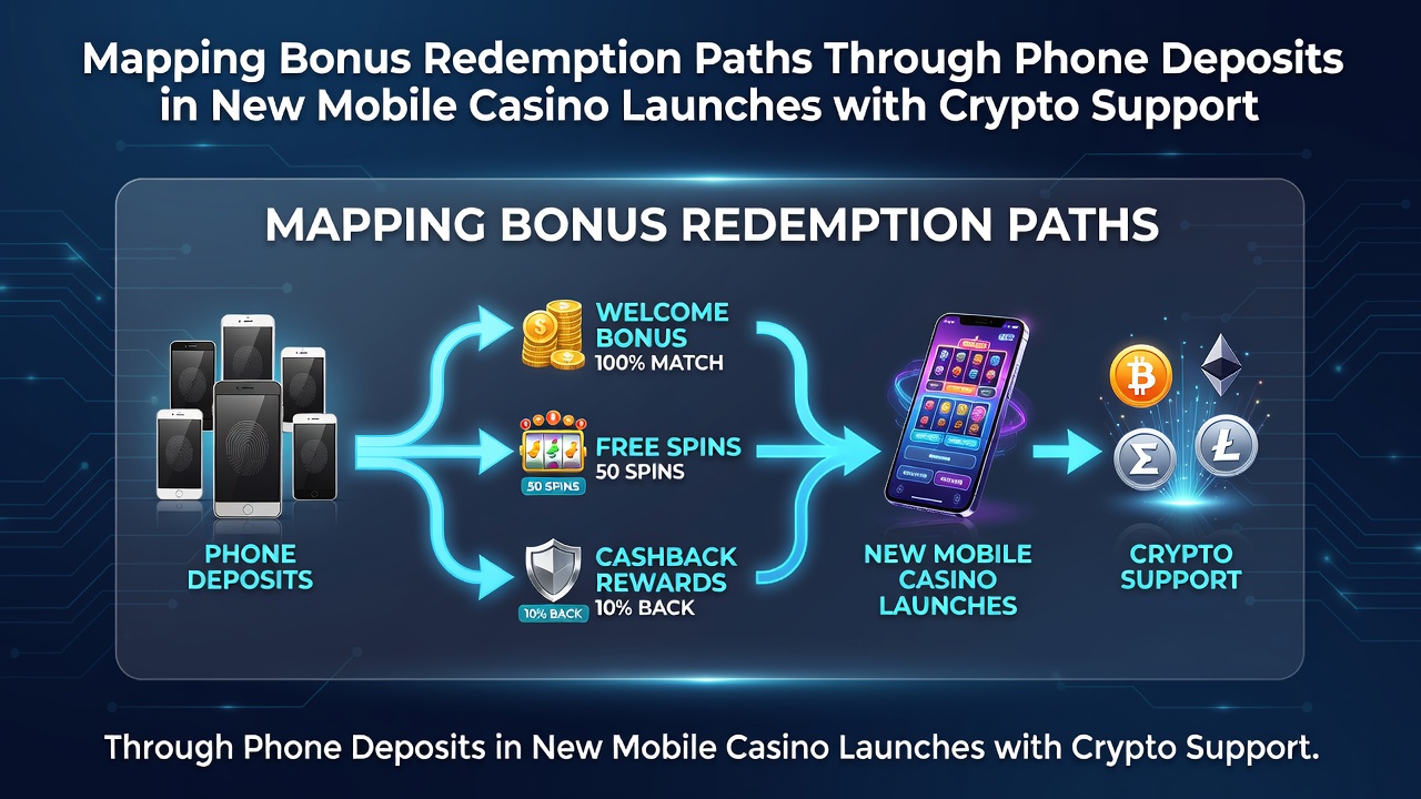 Illustration of mobile phone deposit process integrated with crypto bonus redemption at a new casino platform