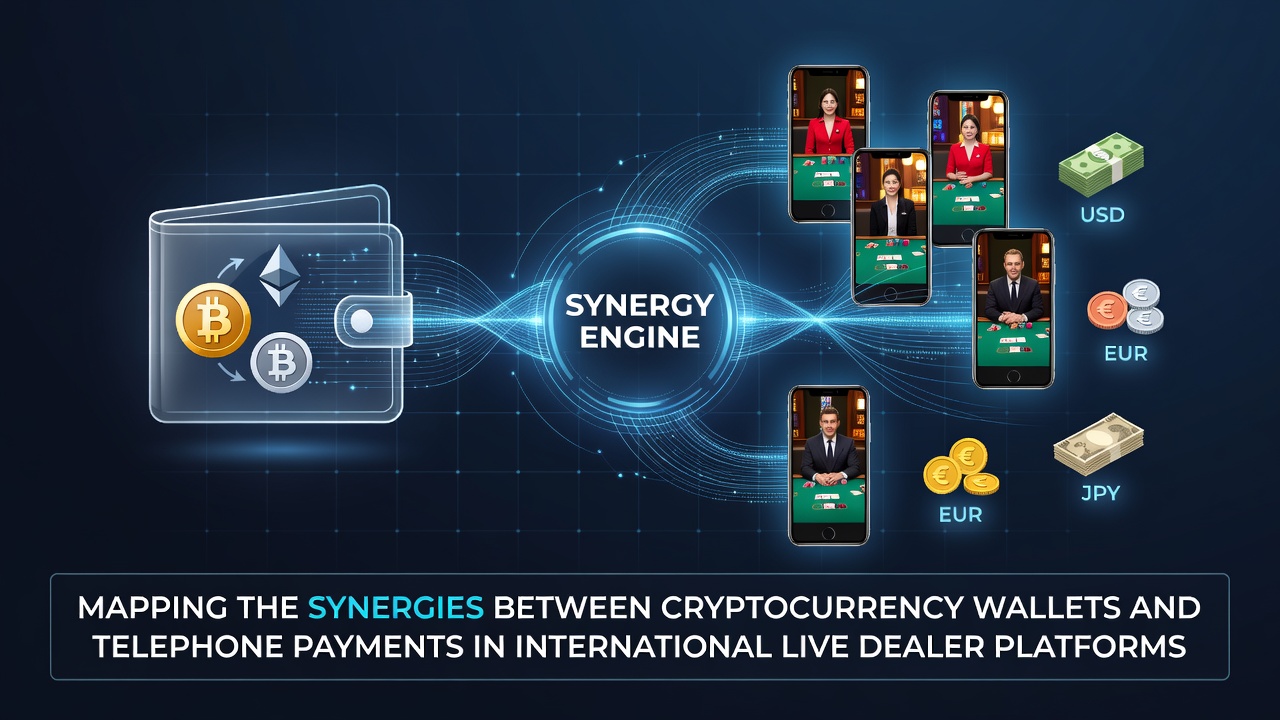 Cryptocurrency wallet interface displayed alongside telephone payment options on a live dealer casino platform