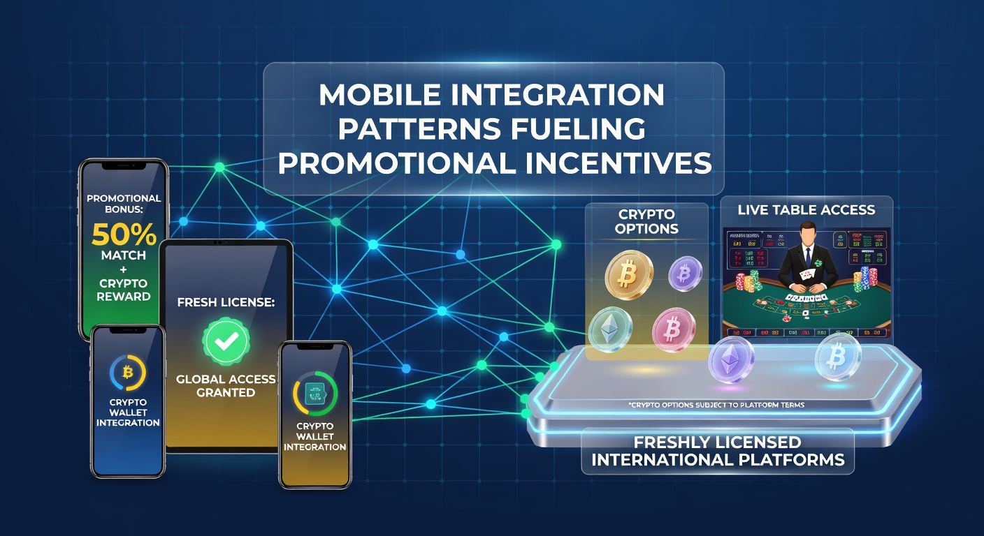 Mobile app interface showing integrated crypto wallet and live dealer table promotions on a freshly licensed international platform