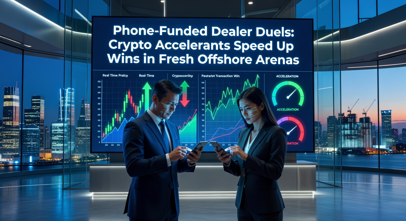 Vibrant screenshot of a live dealer duel interface on a mobile device, showing phone deposit options and crypto payout buttons in an offshore casino lobby