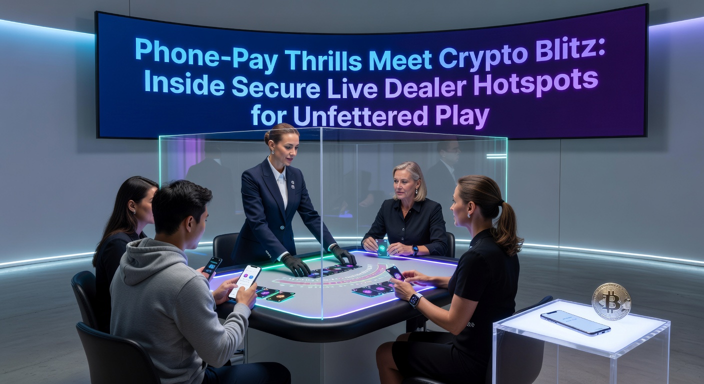 Dynamic screenshot of a mobile app showing live dealer roulette with phone-pay deposit button and crypto withdrawal options in action